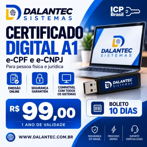 Certificado Digital A1 e-CNPJ 01 validade de ano