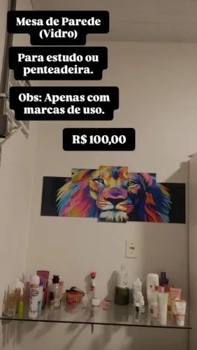 Mesa de Parede (Vidro) - Ideal para Estudo ou Penteadeira<br>Valor: R$ 100,00