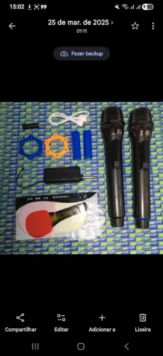 Kit microfone profissional sem fio recarregável