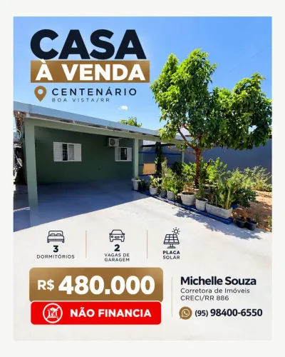CASA COM 3 DORMITORIOS E PLACA SOLAR