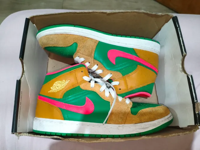 Nike Air Jordan 1 Mid SE Wheat Watermelon USADO EM 3 OCASIÕES!!!