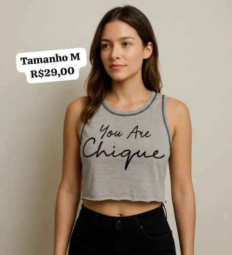 Blusa feminina regata cropped modelo despojado e fashion