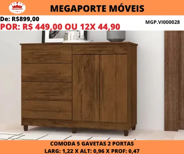 Cômoda Sapateira Sirius 2P 5G