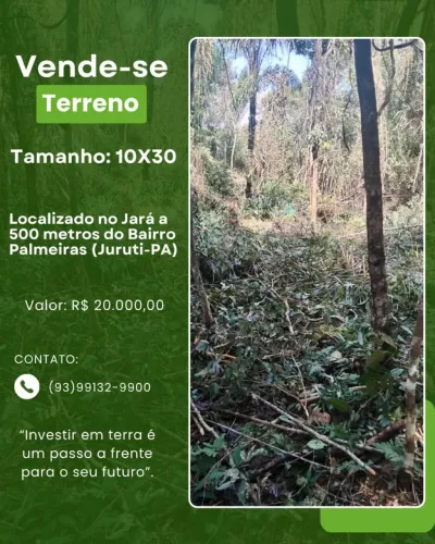 Terreno a venda as margens do lago Jará