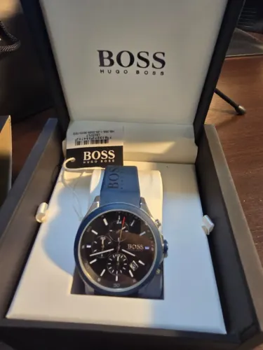 Relógio Hugo Boss Velocity Pulseira Latex Borracha 42mm fundo preto cronógrafo original