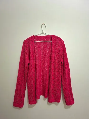 Casaco cardigan feminino tricô rosa pink tamanho M