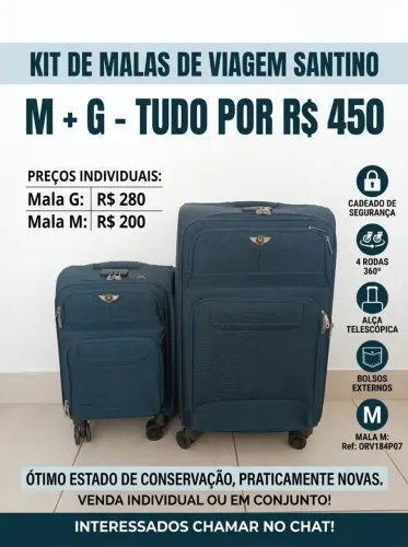 Kit Malas de Viagem Santino Milão - M e G