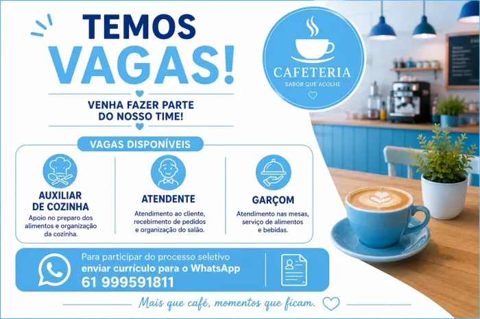 Aux de cozinha/atendente/garçom