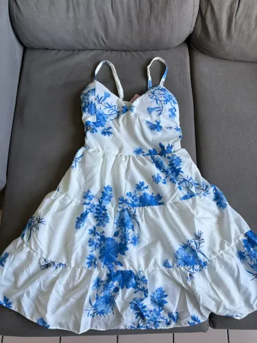 Vestido estampado curto, alça ajustável 