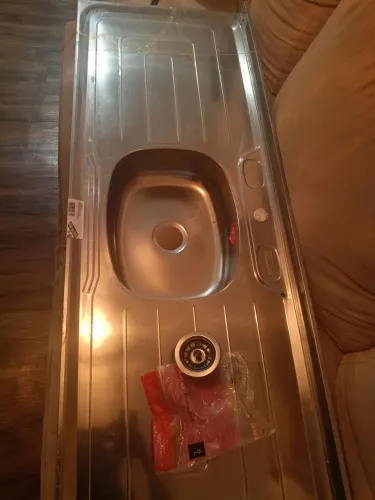 Pia de Inox com a válvula concretada com oval  150x53 