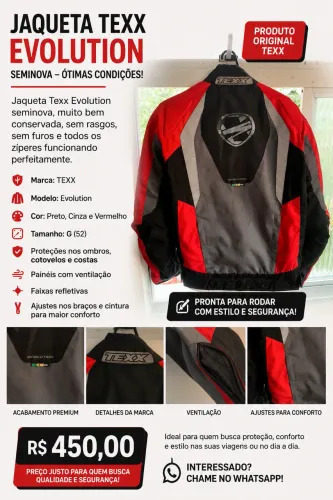 Jaqueta TEXX Evolution - Seminova | Excelente Estado
