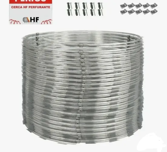 50 metros de Concertina dupla clipada 45 cm+kit de instalação 