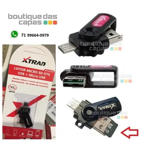 Leitor OTG De Cartão Memória Micro SD Xtrad Xt-2119