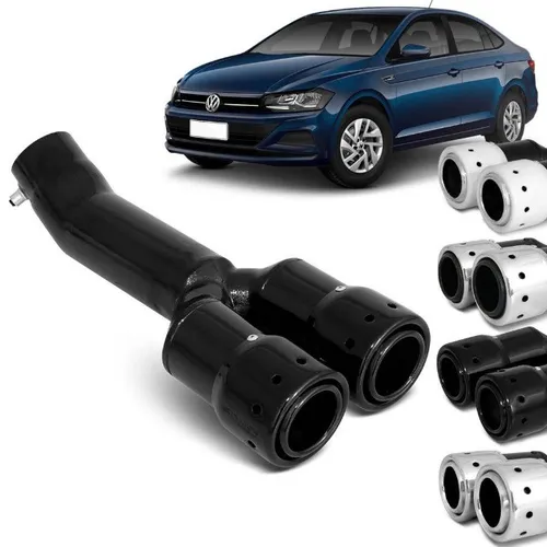 Ponteira de  Escapamento Esportiva Polo / Virtus Saída dupla Extreme Shutt Black Piano