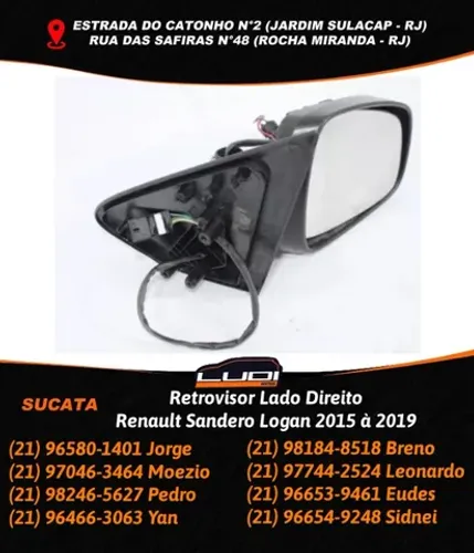 Retrovisor Lado Direito Renault Sandero Logan 2015 à 2019