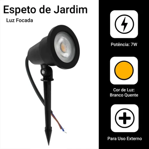 Luminária Espeto LED Cob 7w Jardim Verde - 3000k ou 6000k