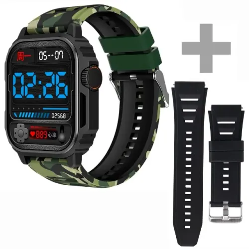 Relógio Smartwatch Blulory Ultra Sv Watch Camuflado militar Com Pulseiras extra de brinde 