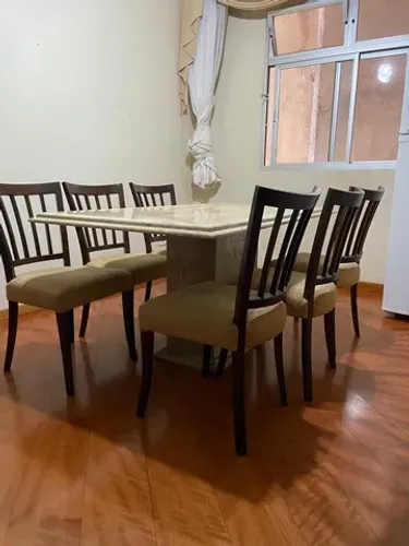 Mesa retangular (mármore travertino)