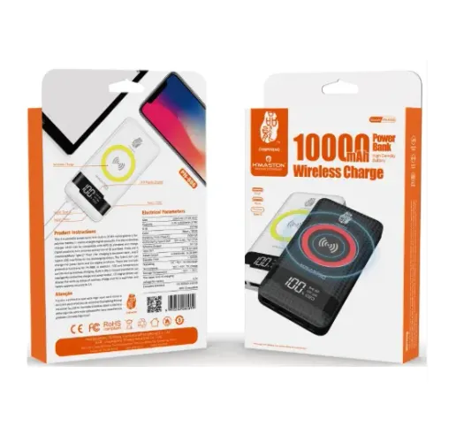 CARREGADOR PORTATIL POWER BANK 10.000 MAH QI INDUÇÃO SEM FIO PAINEL LCD HMASTON PN-886