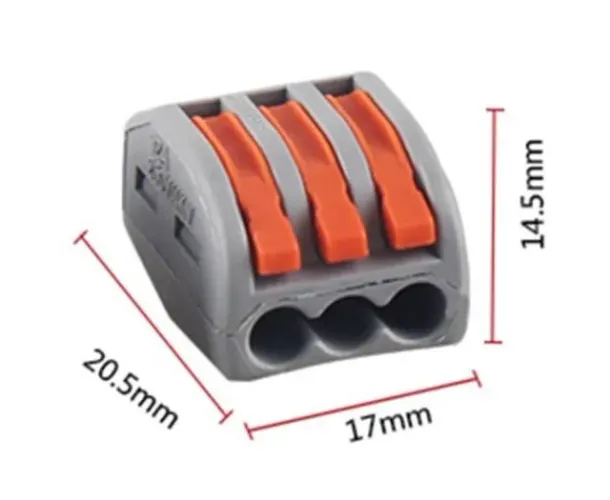 Conector Wago Borne De Emenda Para 3 Fios  KIT 2 Unidades   Arduino Automação COD-CP101  
