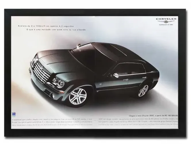 Chrysler 300C V6 ou V8 - Quadro decorativo com propaganda de revista