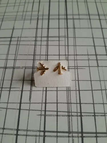 Par de brincos avião de ouro da moda elegante casual