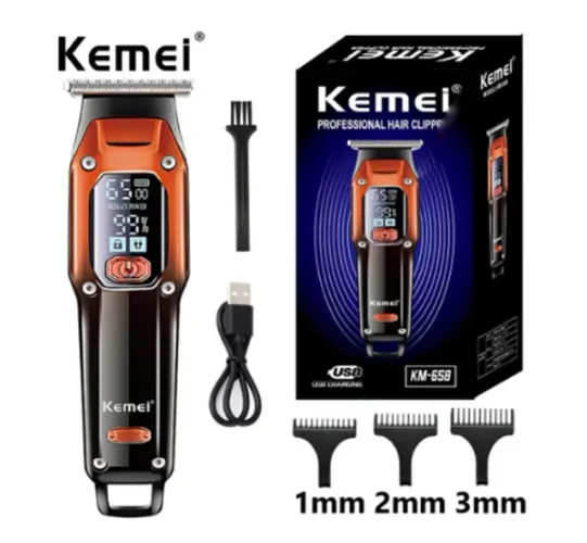 Produto Novo Maquina de Cortar Cabelo Kemei KM-658 USB Digital