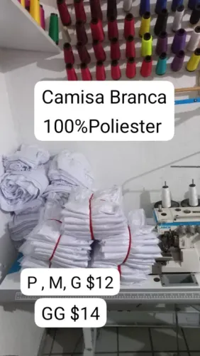 Camisa Branca Escolar e Sublimação Poliéster