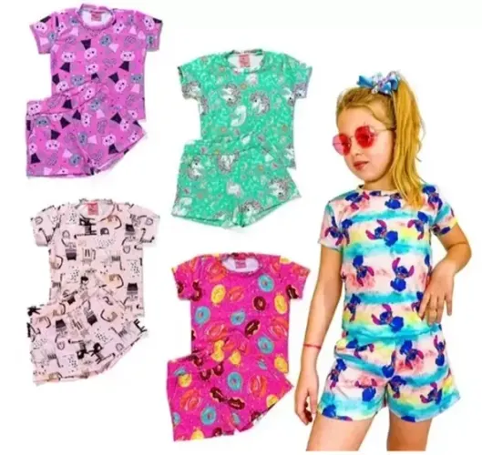 Conjunto Verão Infantil Menina Personagens Short + Blusinha