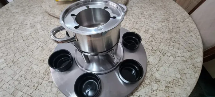 Conjunto para Fondue para até 6 pessoas - Panela Aco Inox mais acessórios