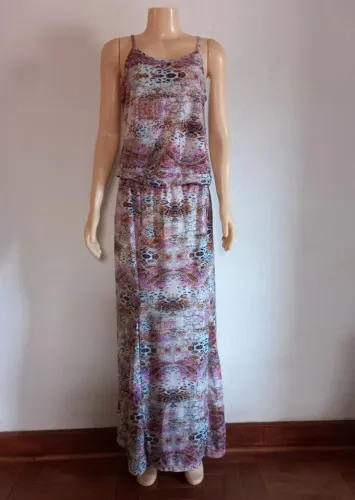 11_Vestido longo estampado Quintess / Tam M 