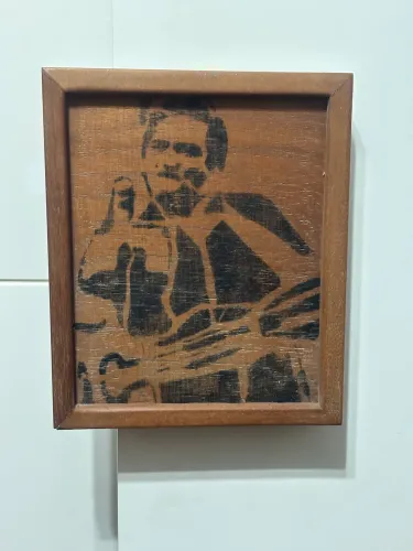Quadro Johnny Cash 22x18 em madeira 