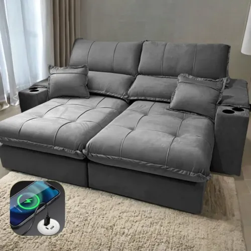 Sofá Retrátil e Reclinável Siena 2,50m Molas Ensacadas tt44