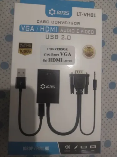 Conversor HDMI para VGA 1080p com Áudio - Full HD - USB 2.0