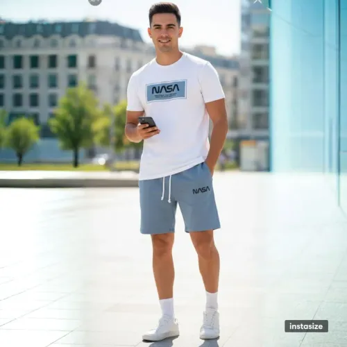 Conjunto Masculino NASA Camiseta e Short Esportivo<br>