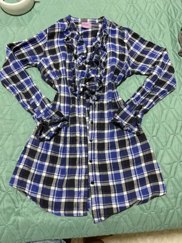 Vestido quadriculado azul