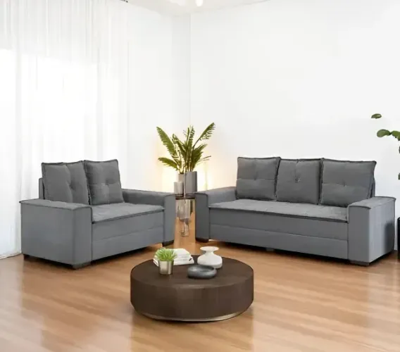 (PRODUTO TOTALMENTE NOVO) Sofá 2 e 3 lugares Barcelona Cinza