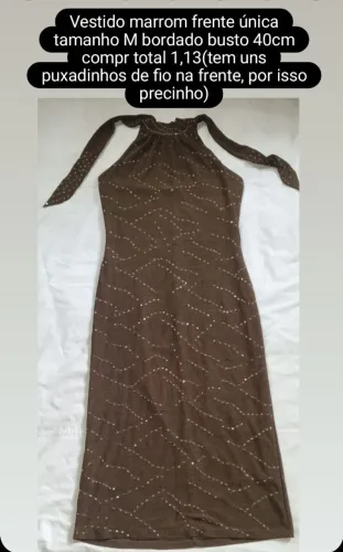 Vestido Marrom Frente Única Bordado