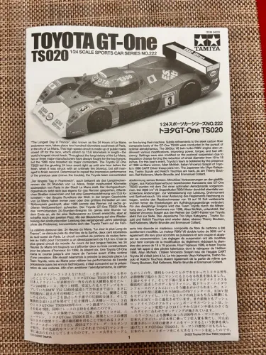 Manual Tamiya Toyota GT-One TS020 1/24 Tamiya