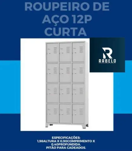 Roupeiro de Aço com 12 Portas e para cadeado em até 5x sem juros no cartão