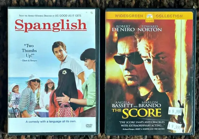 2 DVD SPANGLISH ESPANGLÊS ADAM SANDLER e THE SCORE A CARTADA FINAL ROBERT DENIRO IMPORTADO