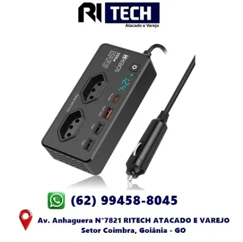 Inversor 350W 12V 110V USB C PD 24W Carro Liga Starlink Notebook Caixa de Som