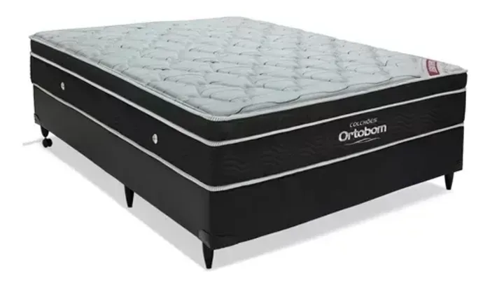 Cama Box de Casal + Colchão Molas Ensacadas Ortobom (com cabeceira)