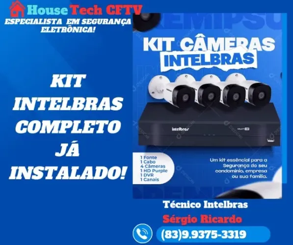 Câmeras Intelbras, Kit Completo já Instalado e Configurado! Proteja seu Patrimônio!