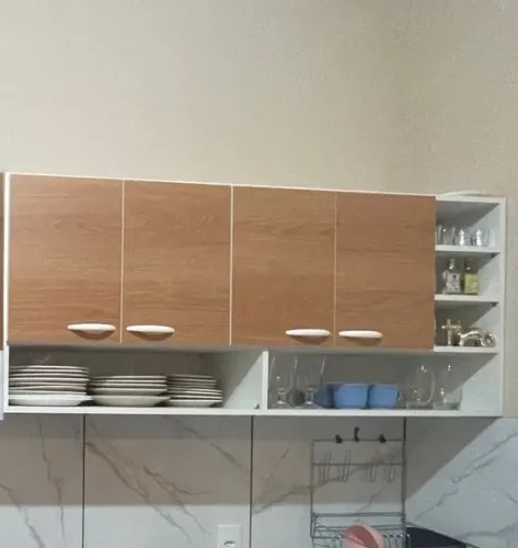 Armário 4 portas amadeirado de cozinha 
