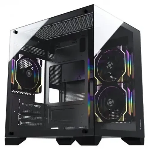 Gabinete Gamer Fortrek Clarity, Mid Tower, Vidro Temperado, MATX, Preto, Sem Fonte, S/Fan