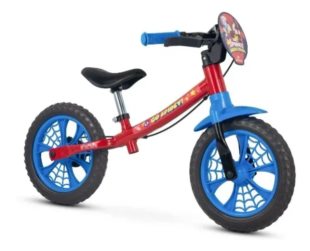 NOVA Bicicleta Equilibrio Infantil Aro 12 Sem Pedal Balance Bike Spider Man - Nathor