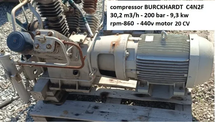 ompressor BURCKHARDT C4N2F - 30,2 m³/h | 200 bar | 9,3 kW | 860 rpm | 440V | Motor 20 CV