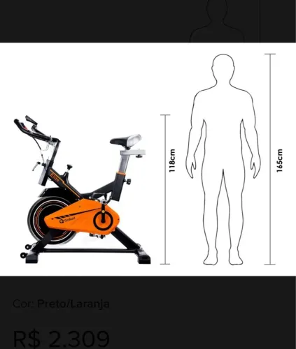 Bicicleta Ergométrica Elite Gallant - Preta/Laranja