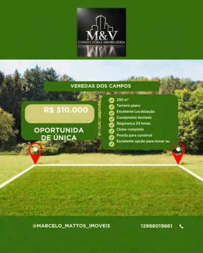 Veredas dos Campos | Terreno Plano 250m² | R$ 310 Mil